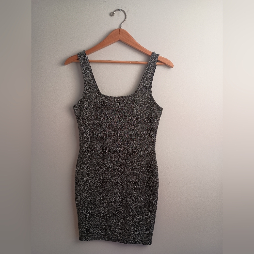 Iris- Black Bodycon Sparkle Mini Dress- Size M